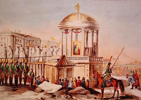 Požehnání vod v Petrohradě, kolem roku 1820 (barevné lito) od Charles Lasteyrie du Saillant