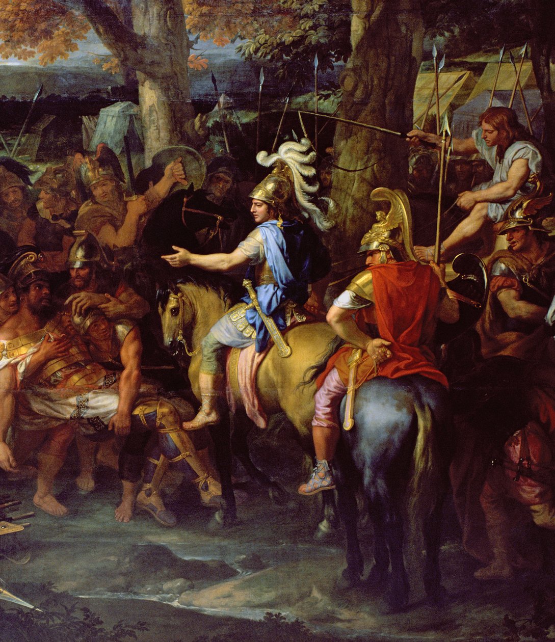 Alexander a Porus v bitvě u Hydaspes, kolem roku 1673 (olej na plátně) (detail 90063) od Charles Le Brun