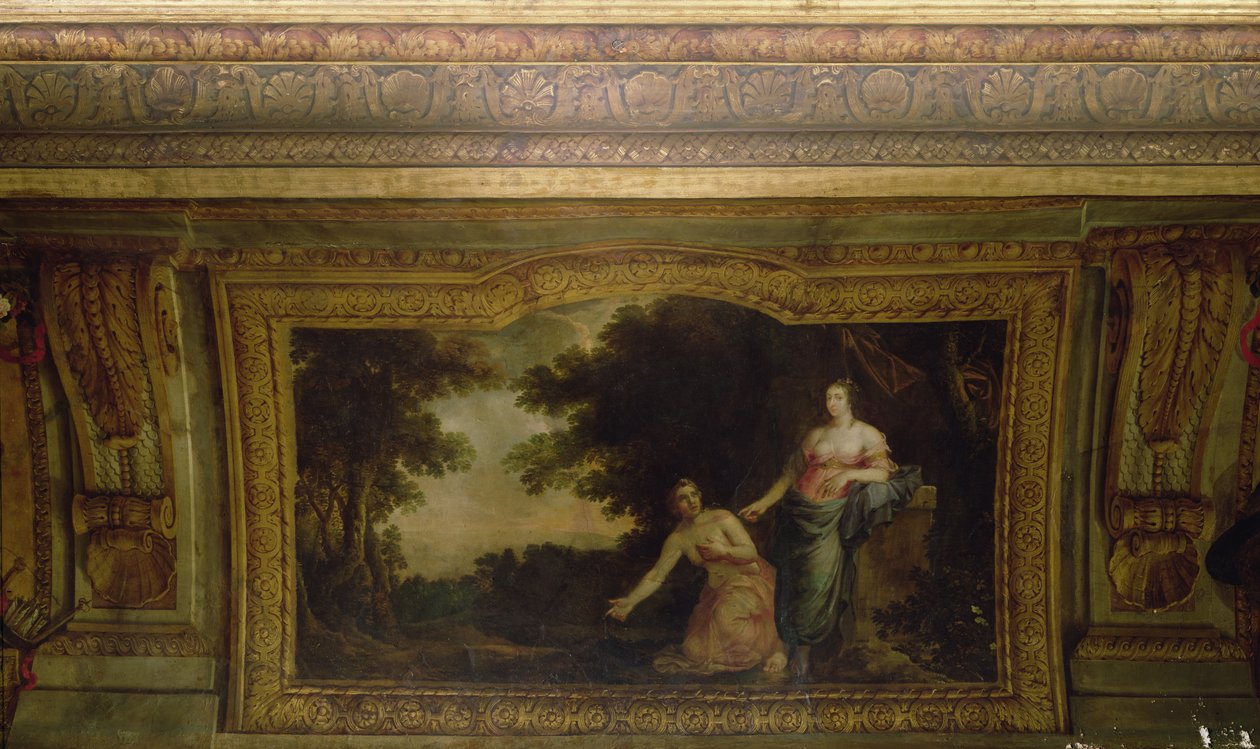 Strop Hôtel La Rivière (detail Psyché a Venuše), 1653 od Charles Le Brun