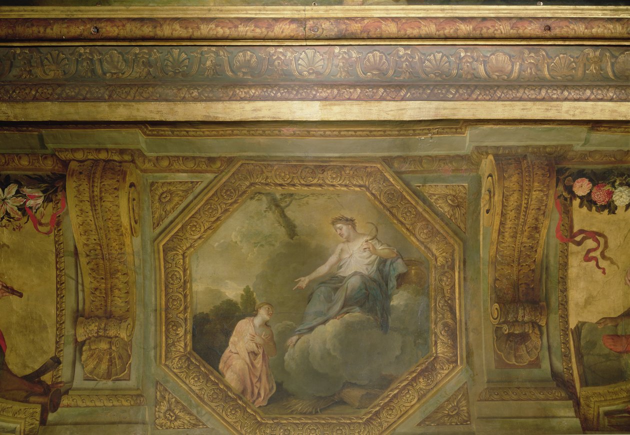 Strop Hôtel La Rivière detail Psyché prosící Ceres, 1653 olej na plátně od Charles Le Brun