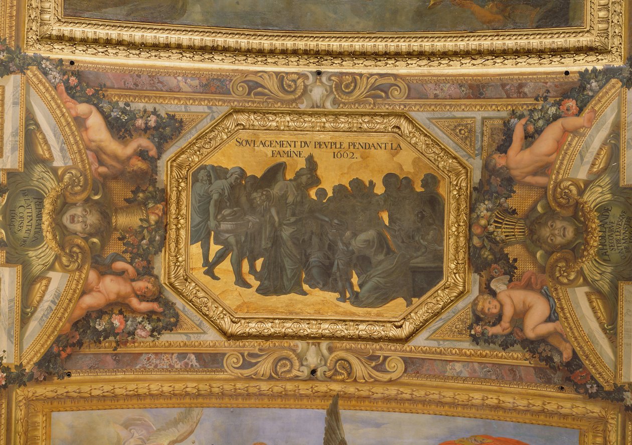 Pomoc lidem během hladomoru 1662, Stropní malba z Galerie des Glaces od Charles Le Brun