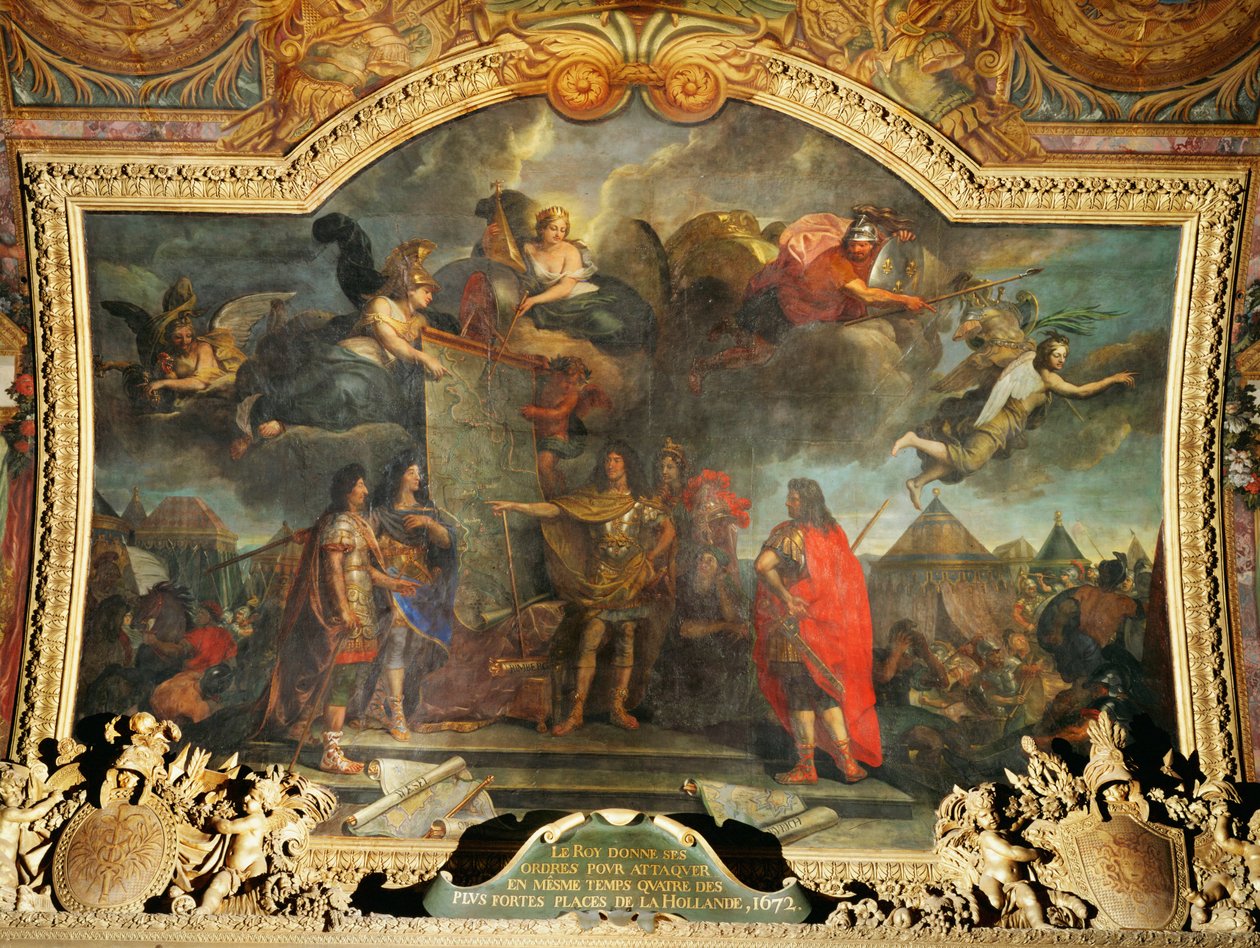 Ludvík XIV. vydává rozkaz k útoku na čtyři pevnosti v Holandsku... od Charles Le Brun