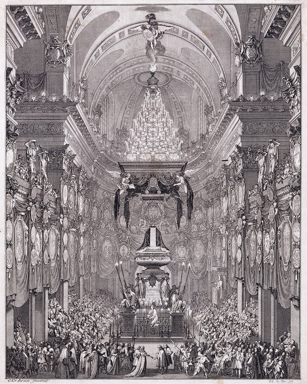 Mauzoleum Oratoire du Louvre, Rue Saint-Honore, na památku francouzského státníka Pierra Seguiera, květen 1672, cca 1770-1780 (rytina) od Charles Le Brun