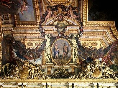 Setkání dvou moří, nástropní malba z Galerie des Glaces od Charles Le Brun