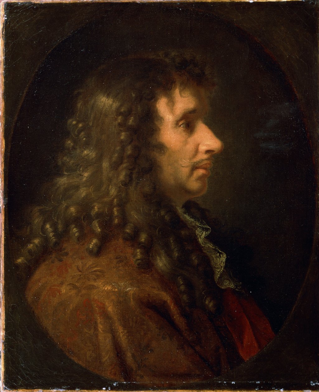 Moliere (profilový portrét Jean-Baptiste Poquelina (1622-1673). Malba, cca 1660. od Charles Le Brun