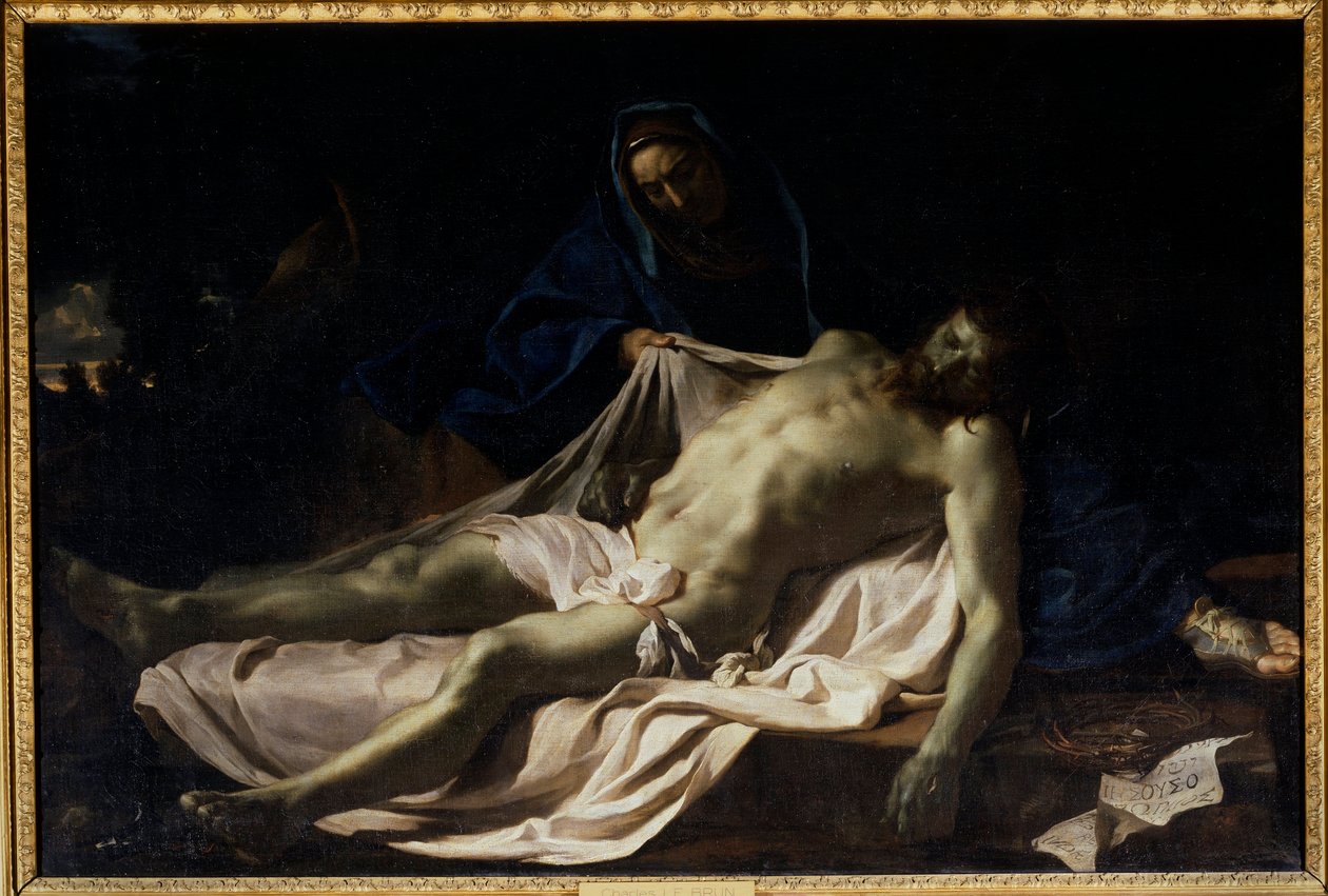 Mrtvý Kristus na kolenou Panny Piety. Obraz Charles Lebrun od Charles Le Brun