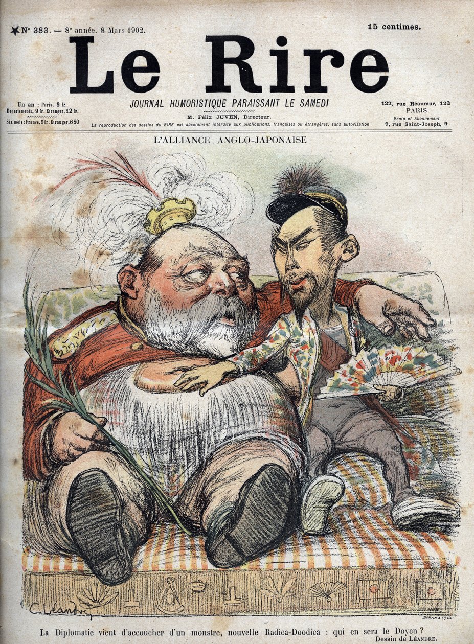 Anglo-japonská aliance (Japanese Anglo 1902) Diplomacie právě zrodila monstrum, novou Radicu-Doodicu: kdo bude děkanem? - Král Edward VII - KARIKATURA 1902 od Charlese LEANDREHO (1862-1934) pro Smích od Charles Leandre