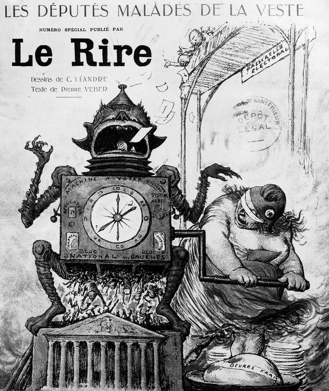 Karikatura Charlese Leandra o všeobecných volbách v roce 1924, publikovaná v novinách Le Rire dne 19. od Charles Leandre