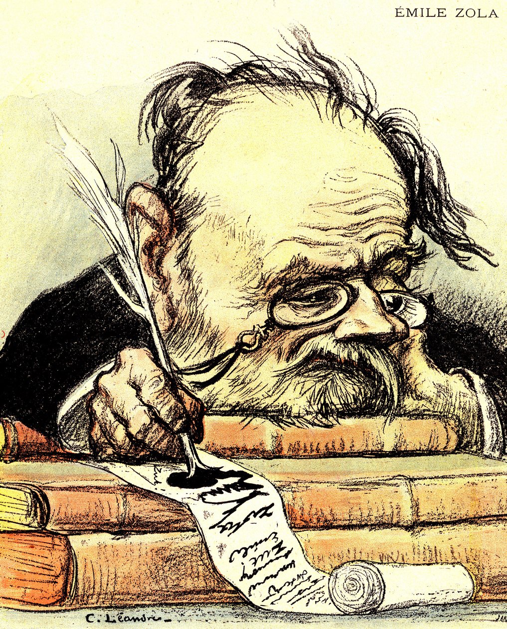 Emile Zolan (1840-1902) kirjoittama sarjakuva, josta ilmeisesti puuttuu inspiraatiota - Charles Leandren kuvitus elokuvassa "The Rire" od Charles Leandre