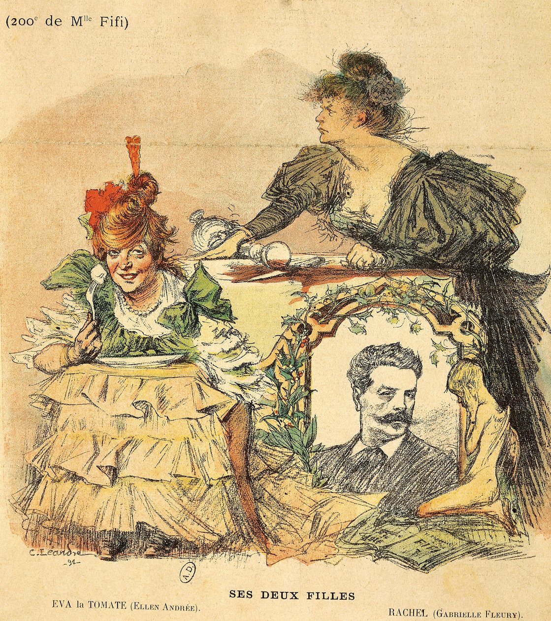 Karikatura pro dvoustou repliku mademoiselle Fifi z novely Guye de Maupassanta od Charles Leandre