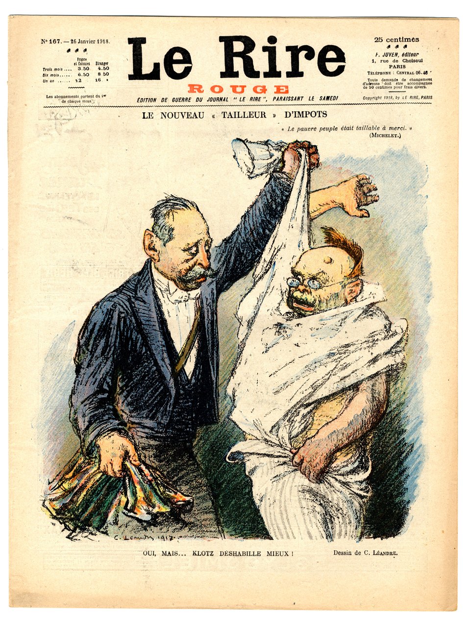 Obálka „“Le Lire rouge“, Satirický v B&W od Charles Leandre