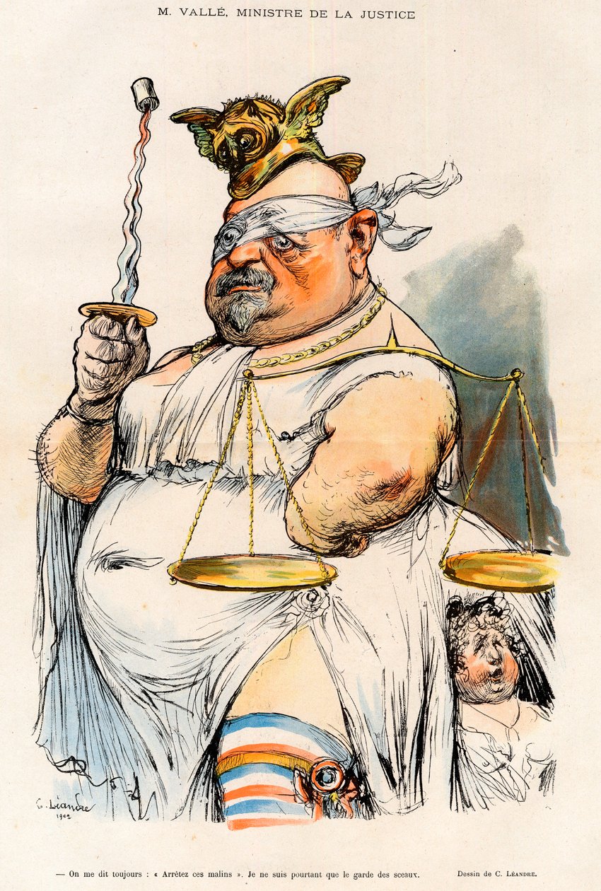 Ernest Valle (1845-1920) - ministr spravedlnosti v roce 1902 - Cartoon Charles Leandre (1862-1934) v ""Le Rire""" 1902 od Charles Leandre