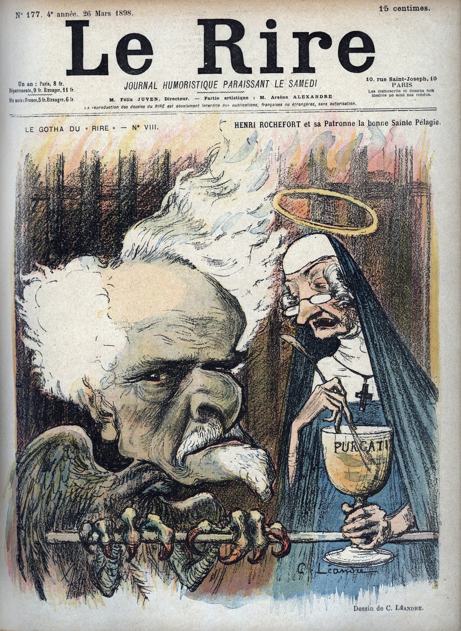 Henri Rochefort a jeho patron, dobrý světec Pelagie (Vězení de la Sainte-Pelagie) - karikatura Charlese Leandra (1862-1934) v „“Le Rire““ z 26. března 1898 od Charles Leandre