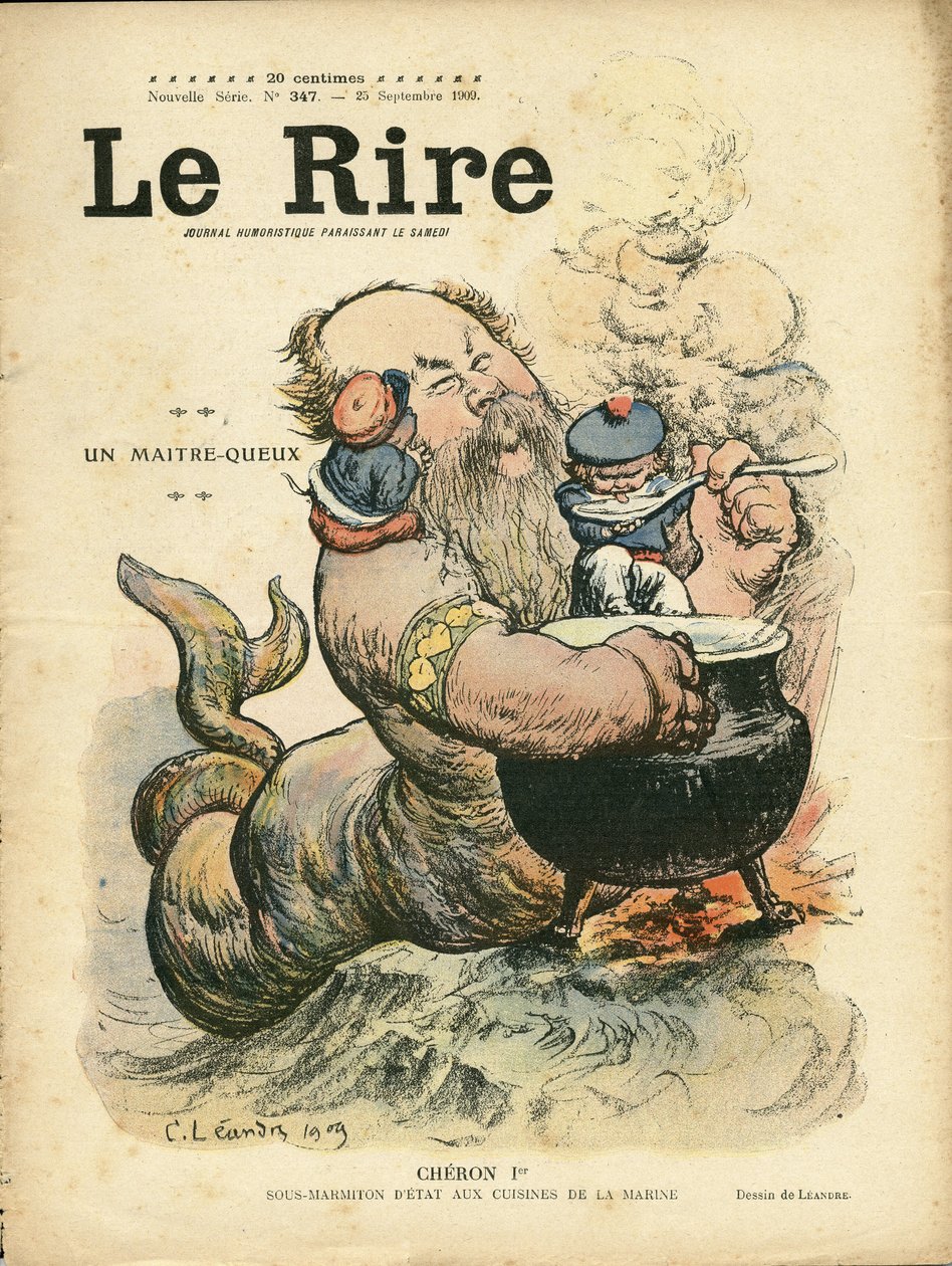 Ilustrace Charlese Leandra (1862-1934) pro obálku Le Rire, 25.09.09 - A master-queux - Marine Marine Marine Balneaire - Cheron Henry (1867-1936), Sirene od Charles Leandre