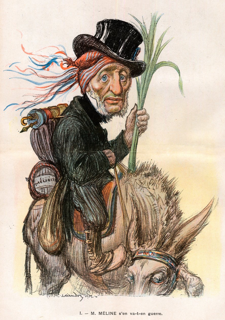 Jules Meline (1838-1925), francouzský politik, ministr zemědělství - Cartoon Charles Leandre (1862-1934) v „“Le Rire““ z 12. dubna 1902 od Charles Leandre
