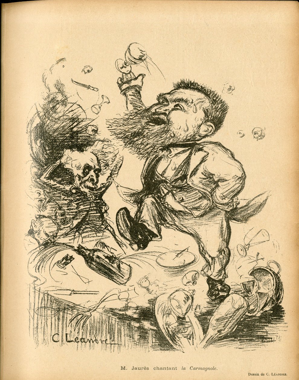 Le Lire, satirický v B&W od Charles Leandre