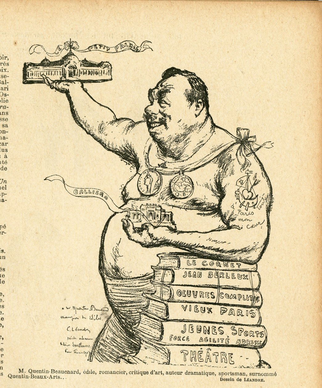 Le Lire, satirický v B&W od Charles Leandre