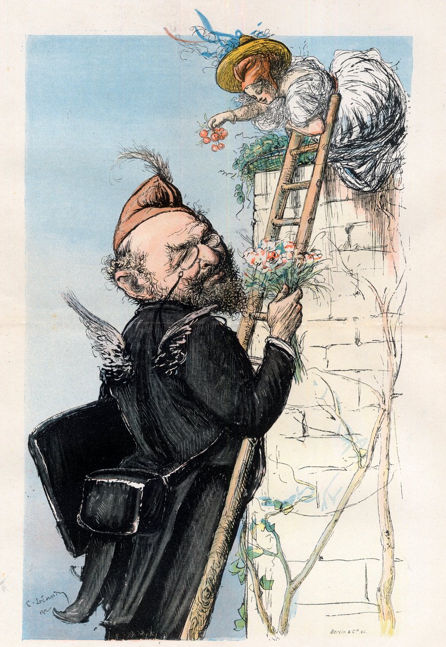 Leon Bourgeois (1851-1925), francouzský právník a politik - Cartoon Charles Leandre (1862-1934) v „“Le Rire“““ 1902 od Charles Leandre