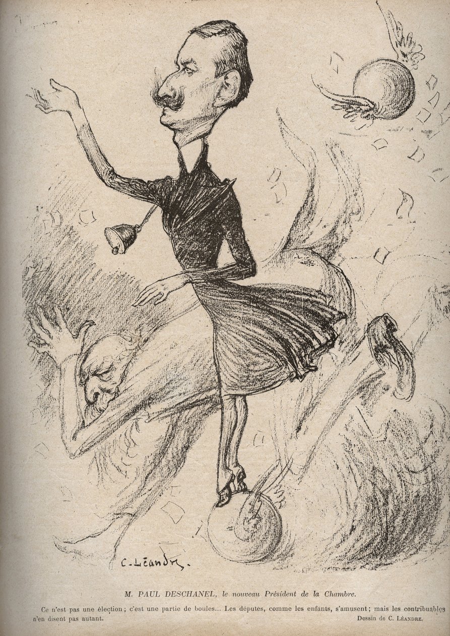 Pan Paul Deschanel, nový předseda Sněmovny - Cartoon od Charlese Leandra (1862-1934) v „The Rire“““ 1898 od Charles Leandre