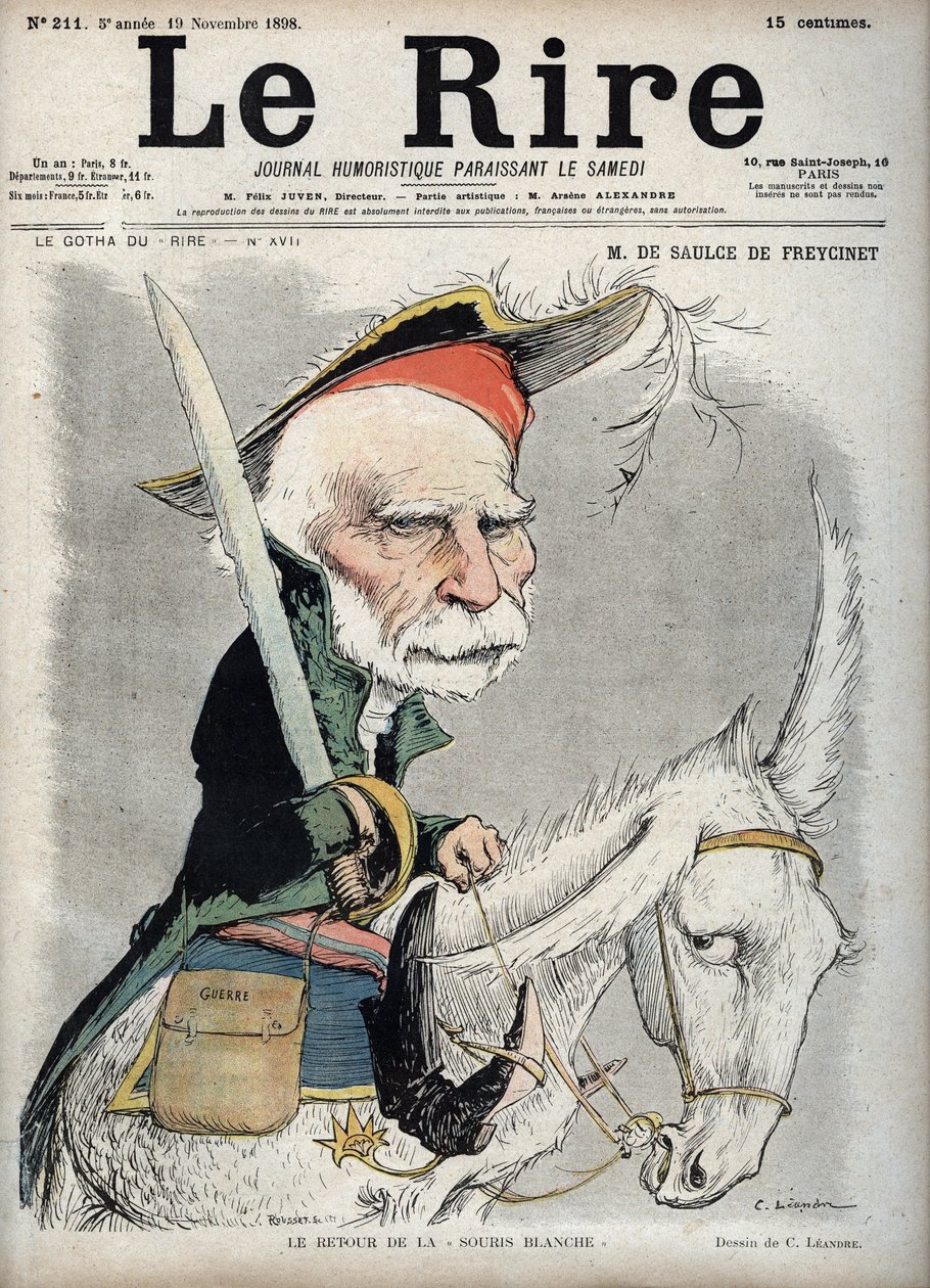 Portrét Charlese de Freycinet (Louis Charles de Saulces de Freycinet) (1828-1923), francouzský politik a inženýr - - karikatura Charlese Leandreho (1862-1934) v „“Le Rire““ z 19. listopadu 1898 od Charles Leandre