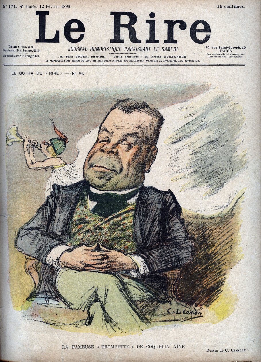 Slavná trubka Poppy Aine - Portrét Constant Poppy zvané Aine Poppy (1841-1904) - - karikatura Charlese Leandreho (1862-1934) v „The Laughter““ z 12. února od Charles Leandre