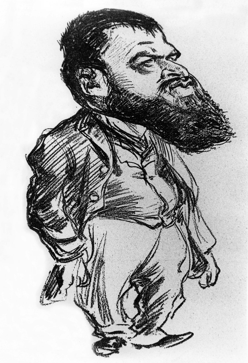 Tristan Bernard (1866-1947) francouzský romanopisec a dramatik, karikatura Charlese Leandra od Charles Leandre