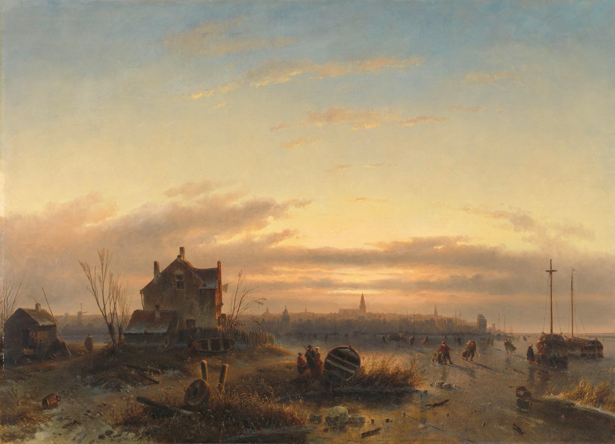 Zima na IJ pro Amsterdam od Charles Leickert (signed by artist)