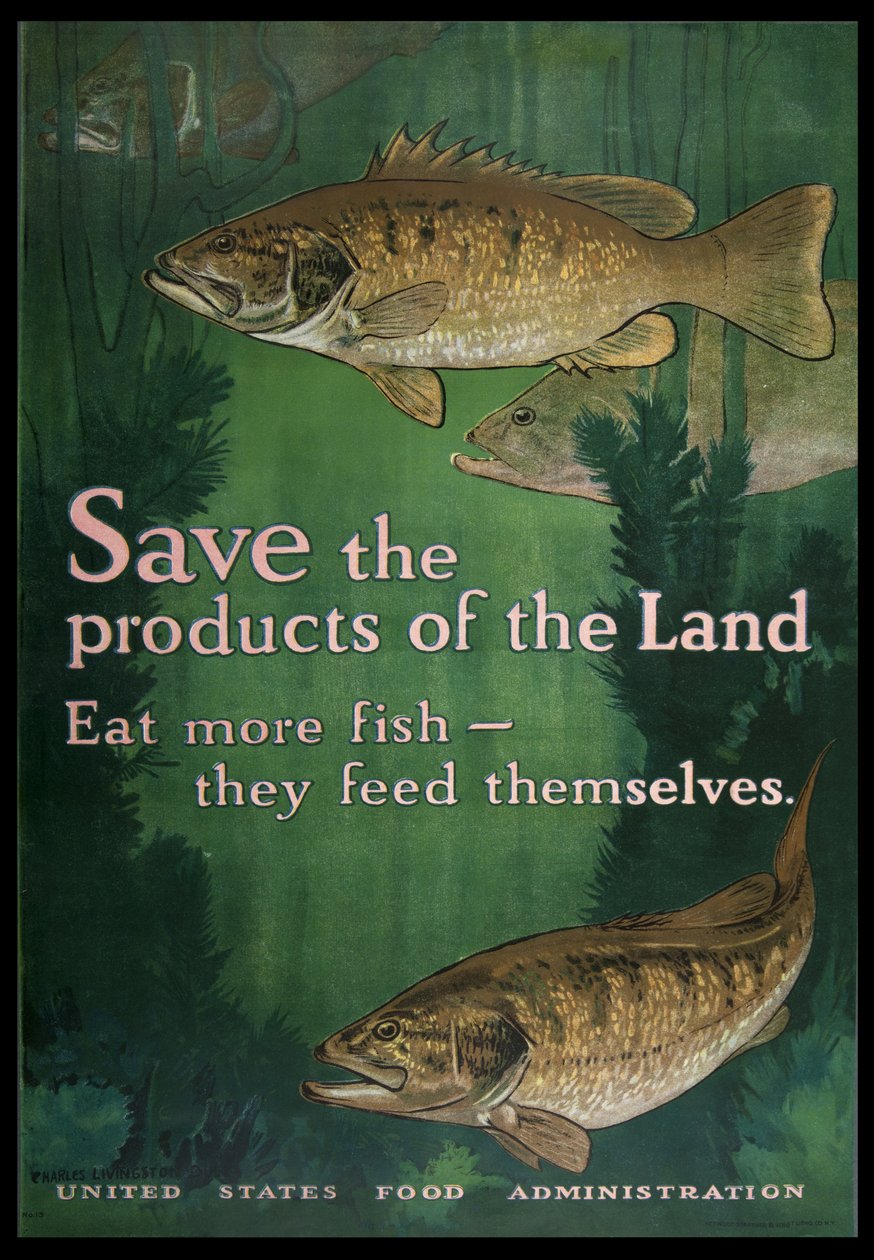 Save the Products of the Land, Eat More Fish, 1914-18 od Charles Livingston Bull