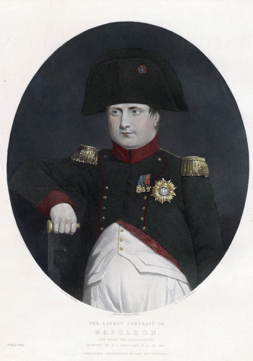 Nejnovější portrét Napoleona na palubě Bellerophon - Eastlake, Sir Charles Lock (1793-1865) - 1815 - Lept, akvarel - 29,5x22,4 - Soukromá sbírka od Charles Lock Eastlake