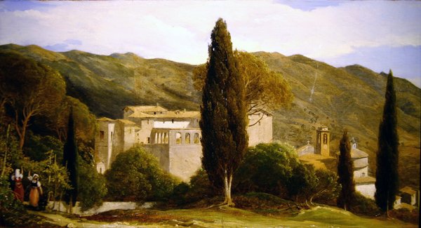 Panoramatický výhled poblíž Říma (detail) (olej na papíře) (viz také 358270) od Charles Lock Eastlake