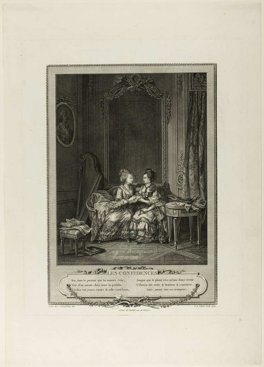 Confidences, z Monument du Costume Physique et Moral de la fin du Dix-huitième siècle od Charles Louis Lingée