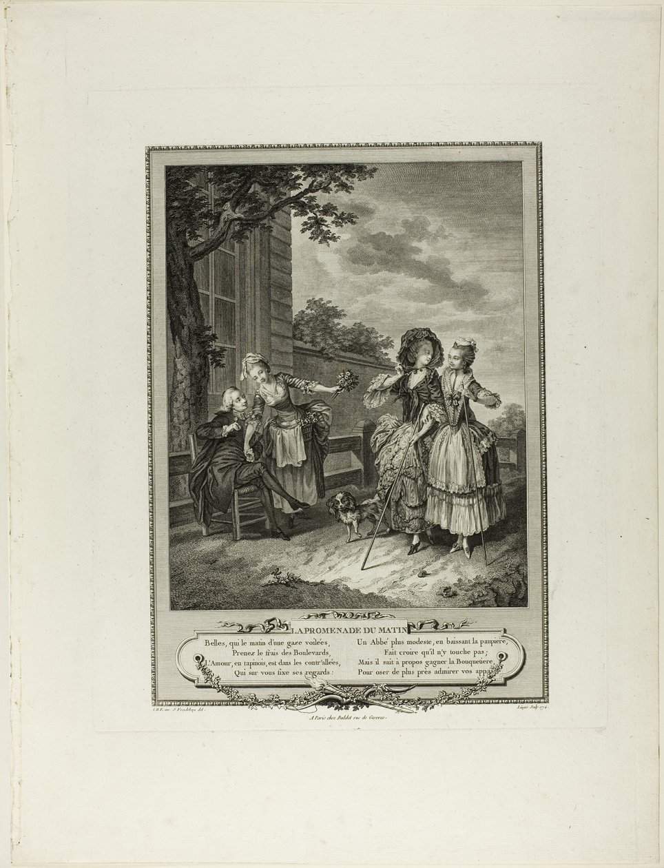 Ranní procházka, od Monument du Costume Physique et Moral de la fin du Dix-huitième siècle od Charles Louis Lingée