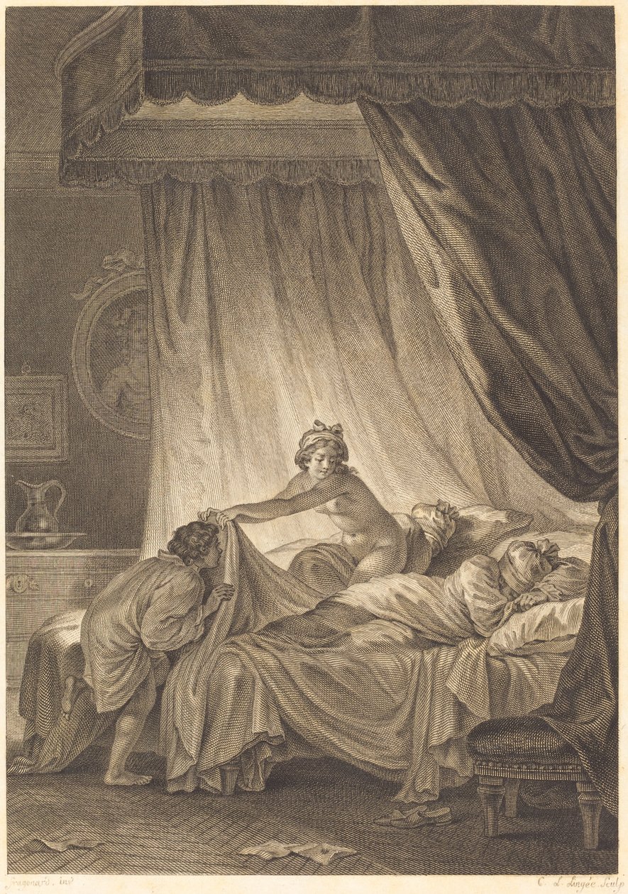 Mona Lisa: Postel od Charles Louis Lingée after Jean Honoré Fragonard