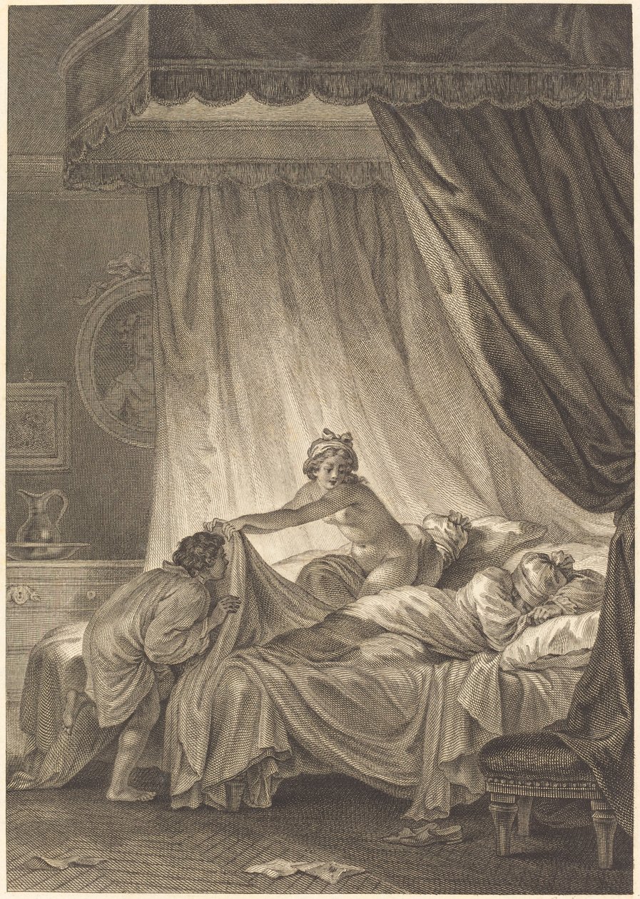 Mona Lisa: Postel od Charles Louis Lingée after Jean Honoré Fragonard