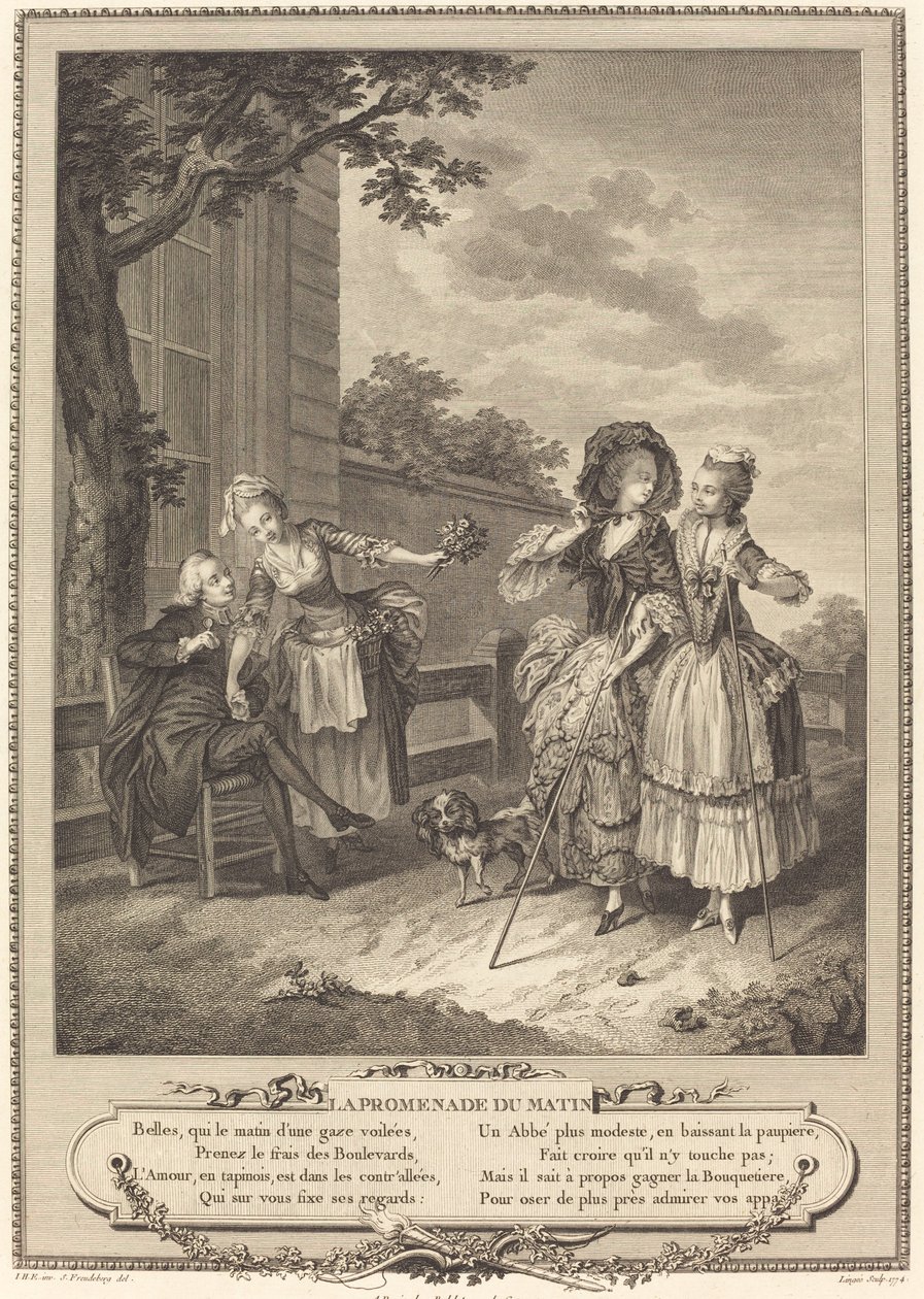 Ranní procházka od Charles Louis Lingée after Sigmund Freudenberger