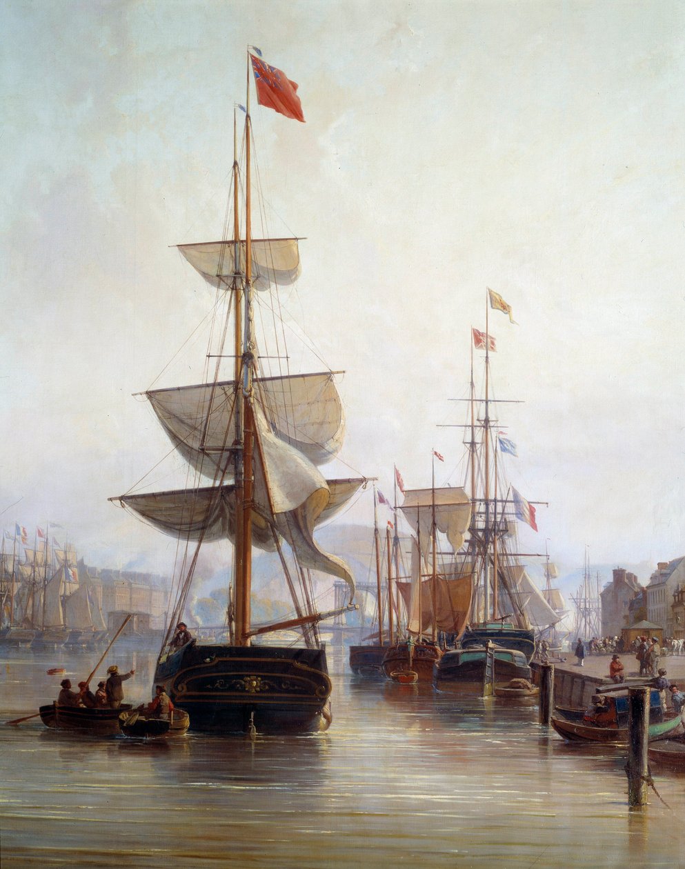 Loď v přístavu Rouen v roce 1855 Detail. Obraz Charles Louis Mozin (1806-1862) 1855 Rouen, Musee des Beaux Arts od Charles Louis Mozin