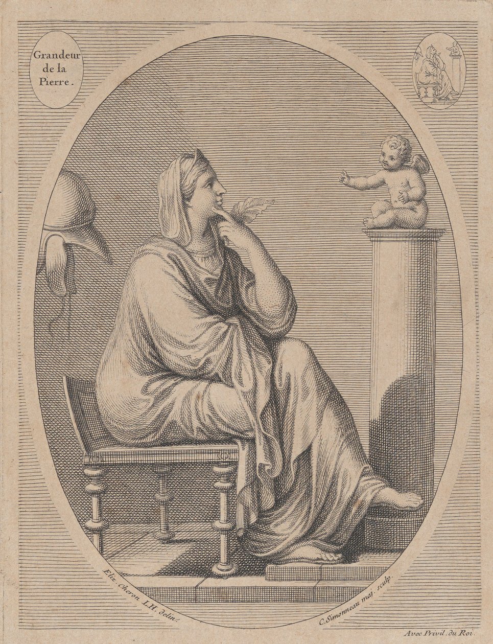 Grandeur de la pierre, po Eliz. Cheron, 1665-1728. od Charles Louis Simonneau