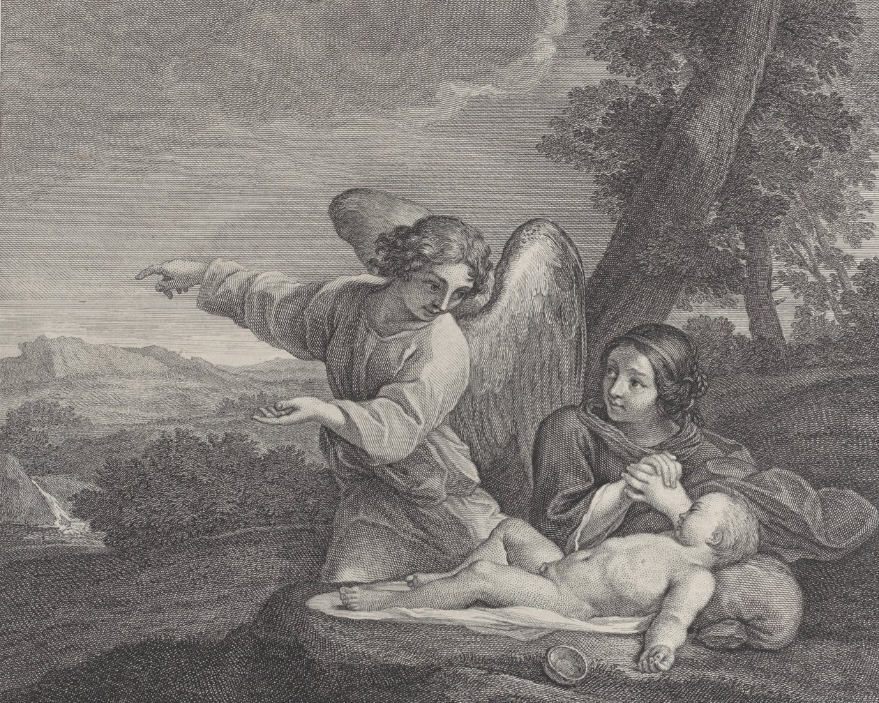 Anděl zjevující se Hagar v poušti, když složila ruce vedle spánku..., 1700-28. od Charles Louis Simonneau