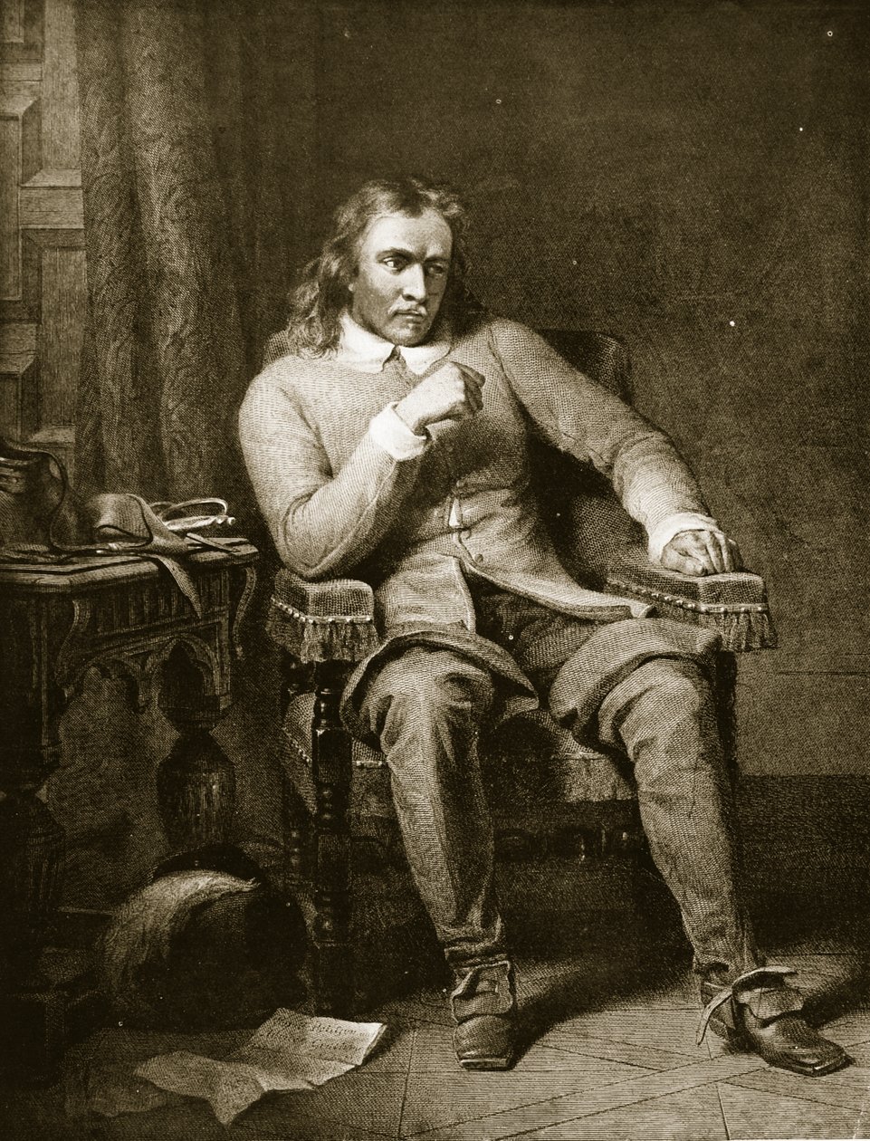 Portrét Olivera Cromwella, ilustrace z knihy "Hutchinson