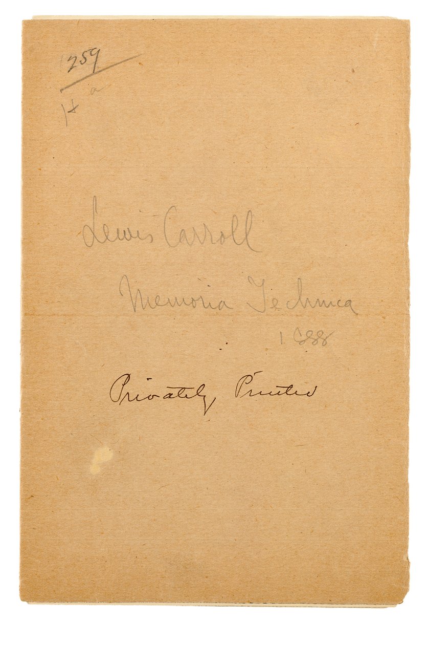 Titulní strana Memoria Technica, Oxford od Charles Lutwidge Dodgson