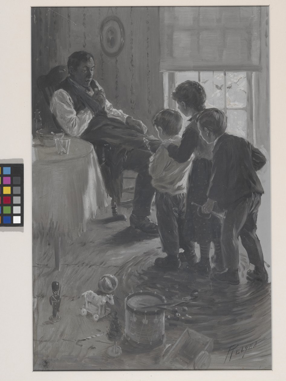 Frontispiece pro Jamese Whitcomba Rileyho „Vadný Santa Clause“ od Charles M. Relyea