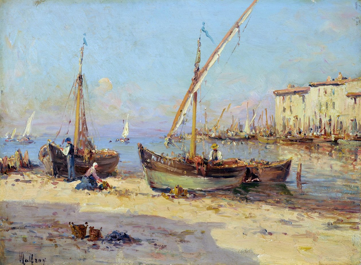 Pohled na Martigues. Obraz Charlese Malfroye (1862-1918). Olej na dřevě. Rozměr: 29,5 x 40 cm. Povinná zmínka: Collection fondation needs de Provence, Marseille od Charles Malfroy
