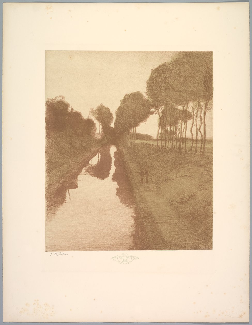 Suite of Landscapes: Landscape, Plate 3, Note, Bat od Charles Marie Dulac
