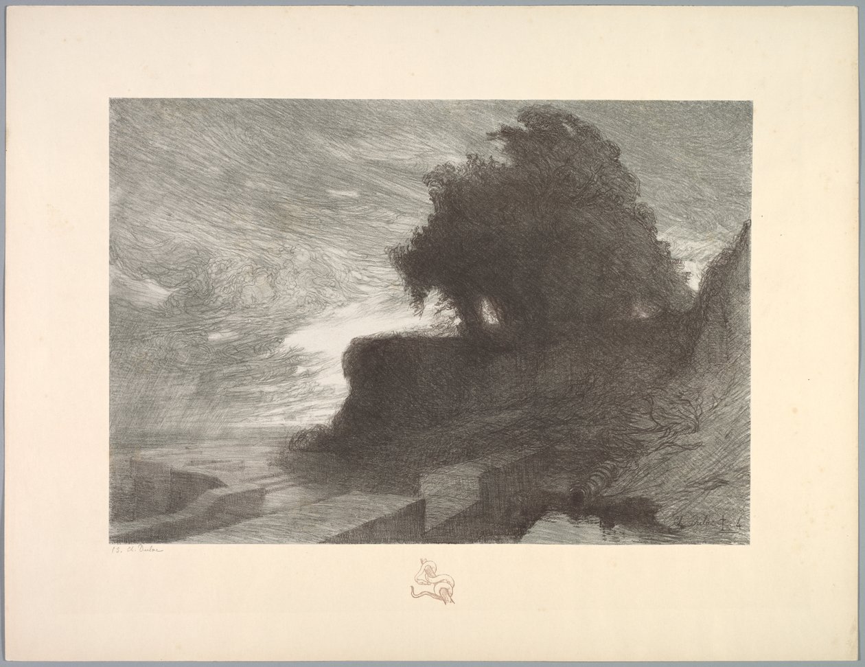 Suite of Landscapes: Landscape, Plate 4, Note, Had od Charles Marie Dulac
