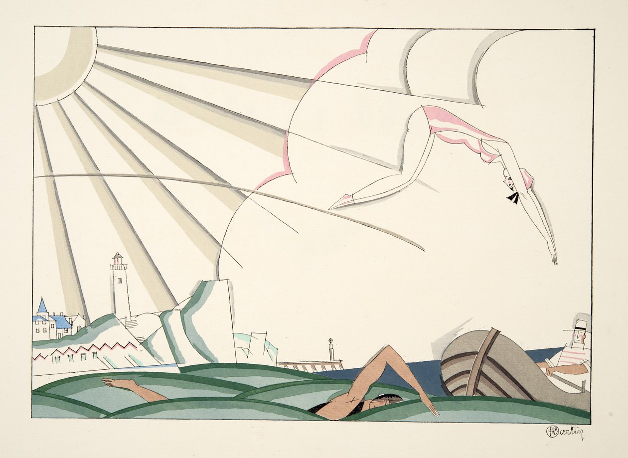 Bain de Mer ze Sports & Entertainment, hospoda. 1914 (tisk šablony) od Charles Martin
