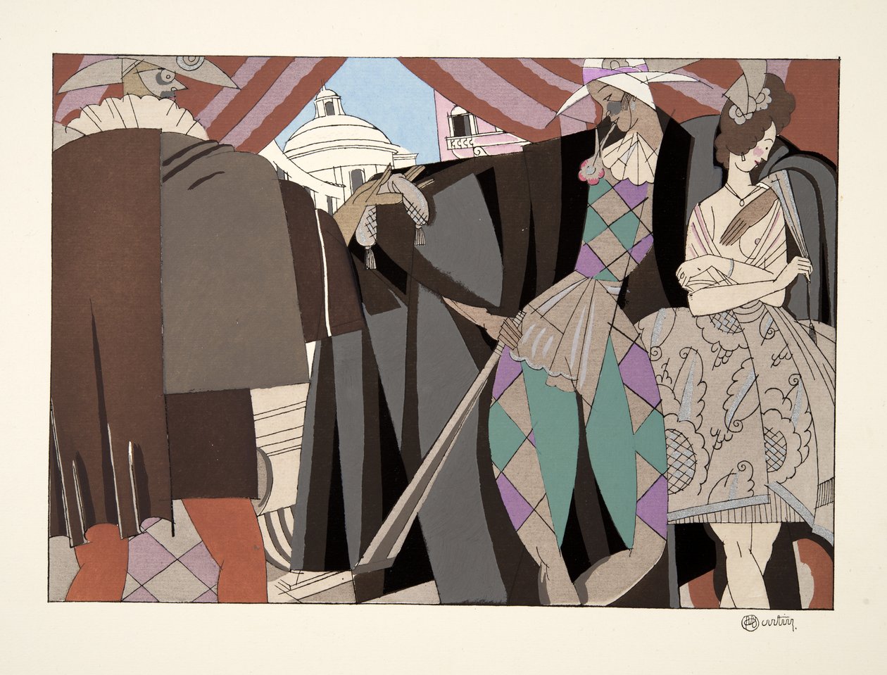 Italská komedie, od Sports & Entertainment, hospoda. 1914 (tisk šablony) od Charles Martin