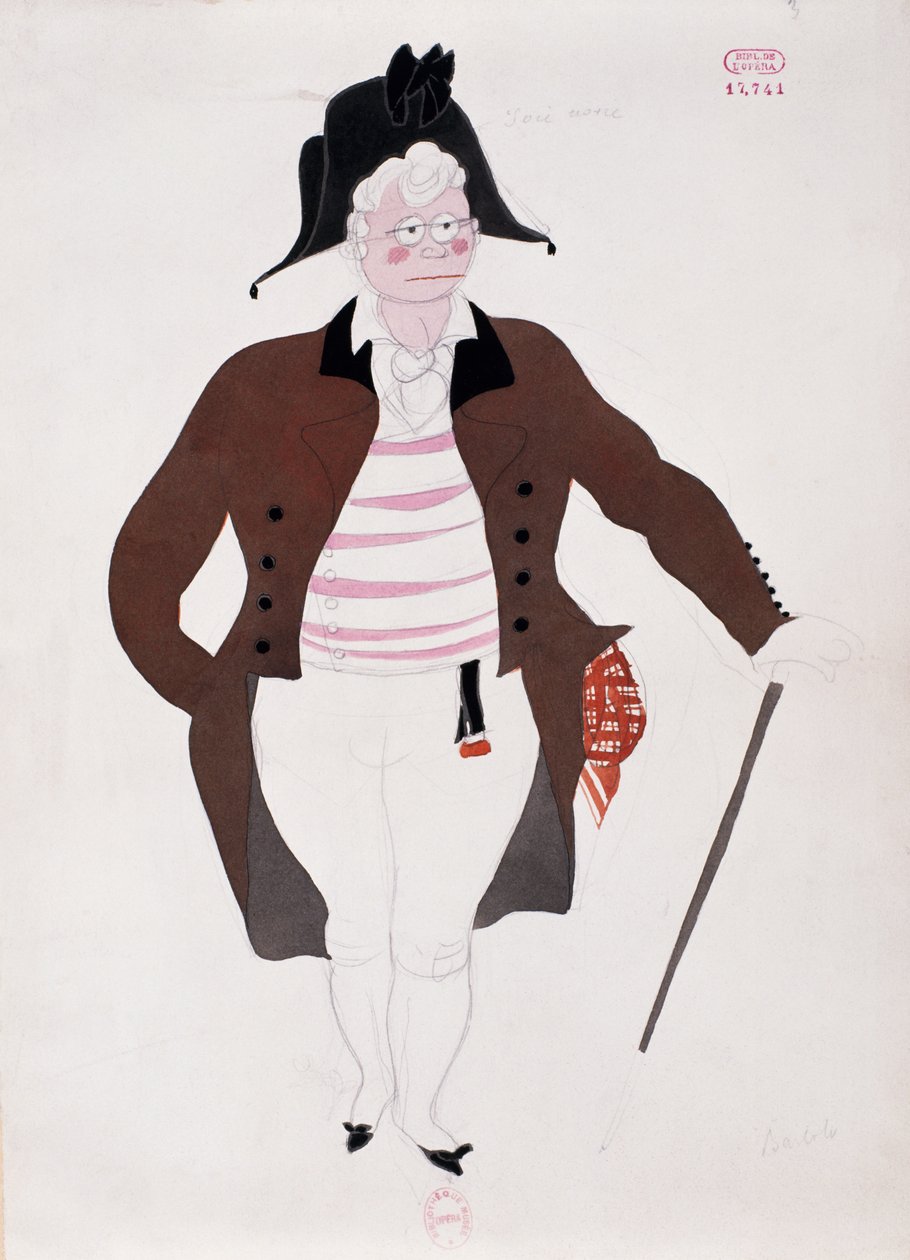 Kostým pro postavu Bartola z Lazebníka sevillského od Gioacchina Rossiniho, skica Charlese Martina (1884-1934) od Charles Martin