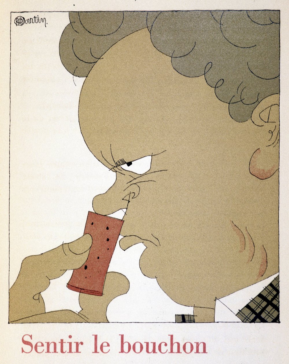 Cítit korek – v „Monseigneur le vin“, kresba Charlese Martina (1884-1934), brožura Etablissements Nicolas od Charles Martin
