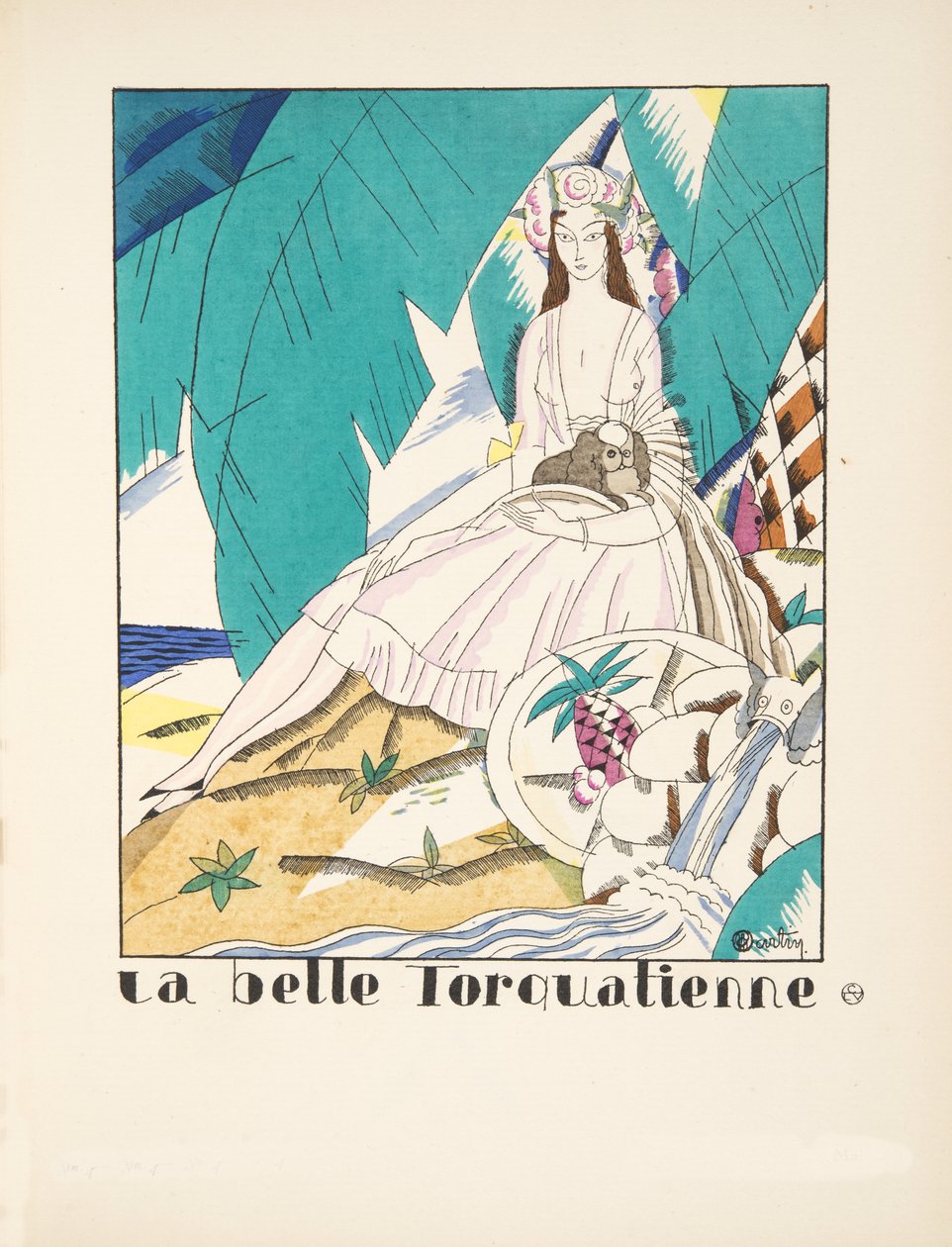 La Belle Torquatienne, z kolekce módních talířů, 1920 (pochoir print) od Charles Martin