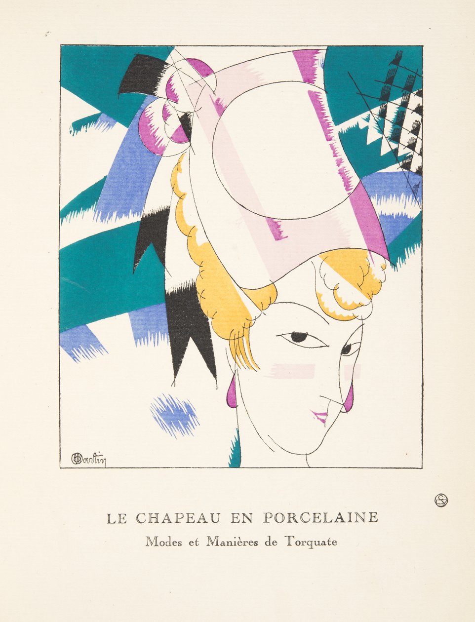 Porcelánový klobouk, z kolekce módních talířů, 1920 (potisk šablony) od Charles Martin
